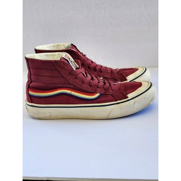 Vans Sk8 Hi Top Women Red Rainbow Canvas Pride Rave Skater Sneaker Size 9 S0072 - Picture 4 of 8